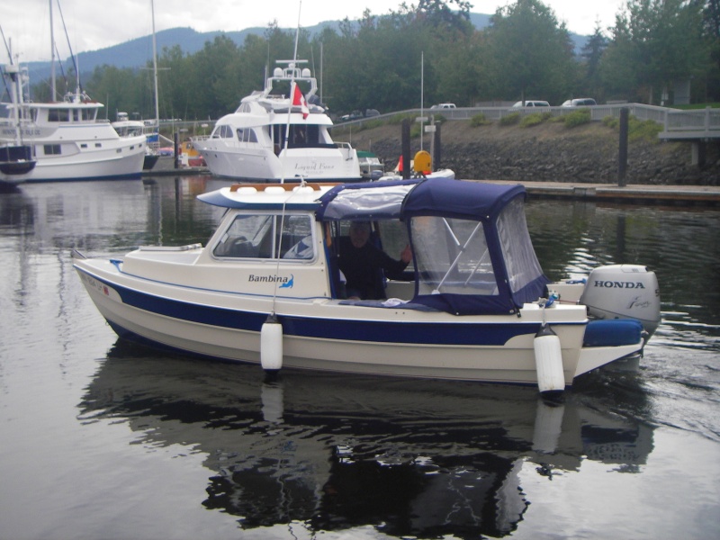 Catman's "Bambina" at John Wayne.  A lady asked me why he would do that (coming from thte Gulf Islands and heading east to Seattle area) in a boat that size?  Easy, "Because he can."
