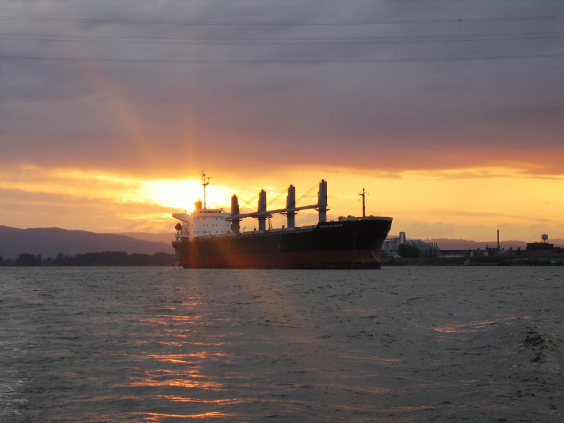 Columbia R freighter sunset