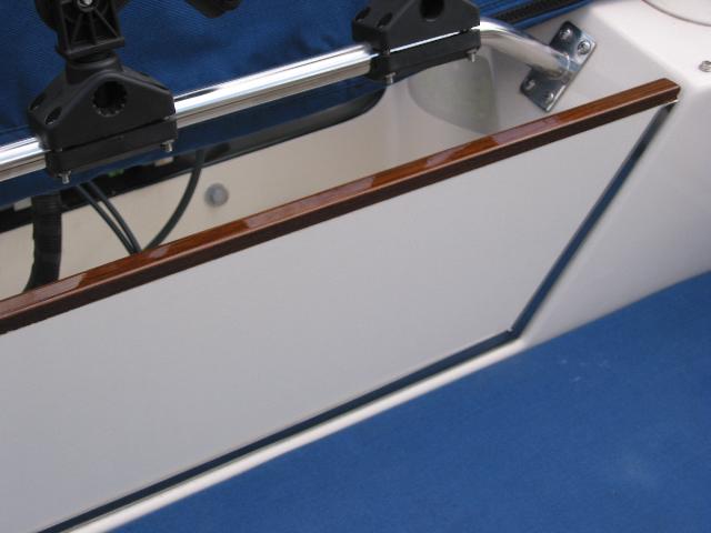 Decraguard/stainless steel/epoxied teak motor well board/a super idea from many C-Brats - thanks