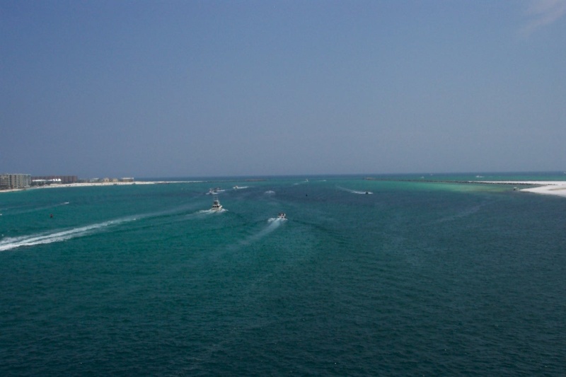 Destin,FL - looking south at pass (jetties)