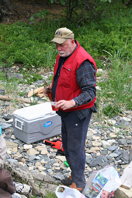 Drink anyone?  Denny enjoys the gathering.