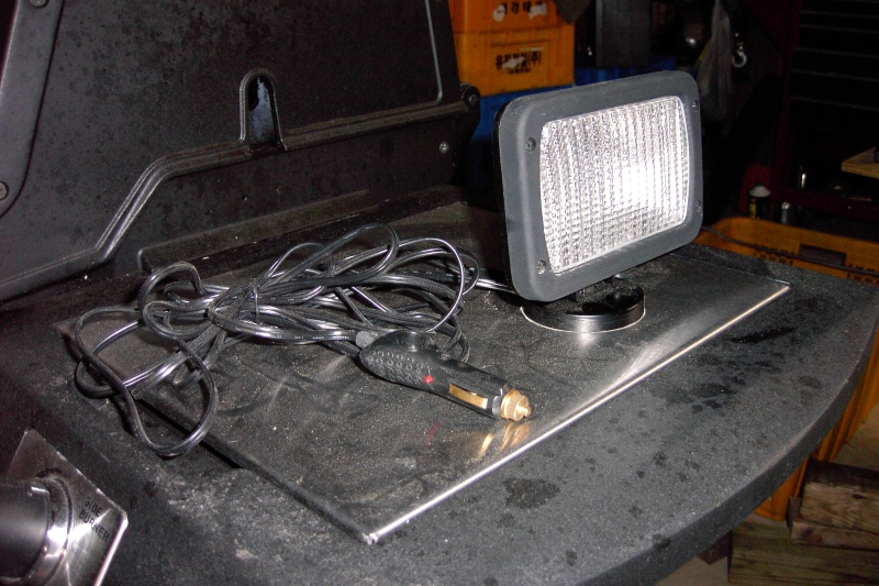 Eleven dollar 55 watt wonder. Magnet base light hangs good from under anchor for night cruising with no glare.