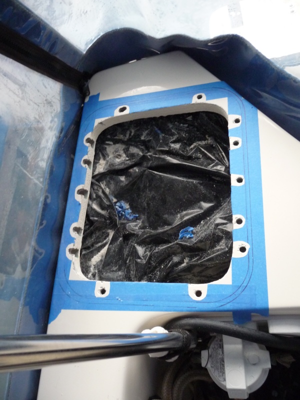 Fastener holes drilled out to 3/8" and foam core dremeled out.