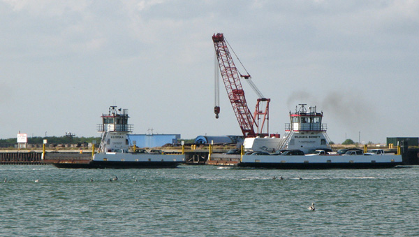 Ferries bringing cars onto the island