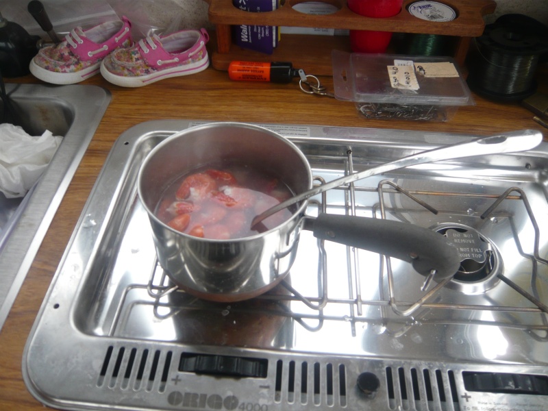 first meal/time using alcohol stove on boat.
