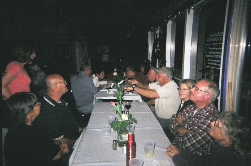 Getting ready for the food and grog at the Sausalito Cruising Club.