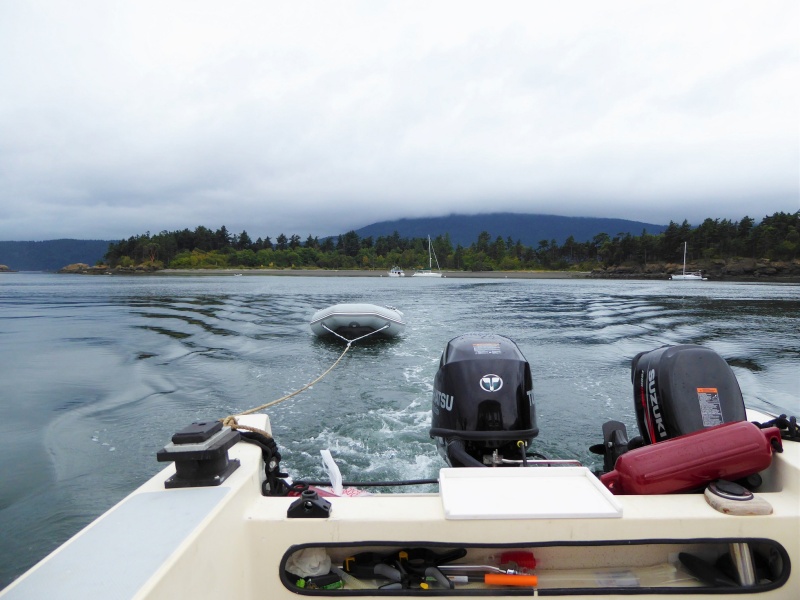 I awoke Sunday morning to rain on Clark Island, left the buoy with dinghy in tow, heading towards Sucia.