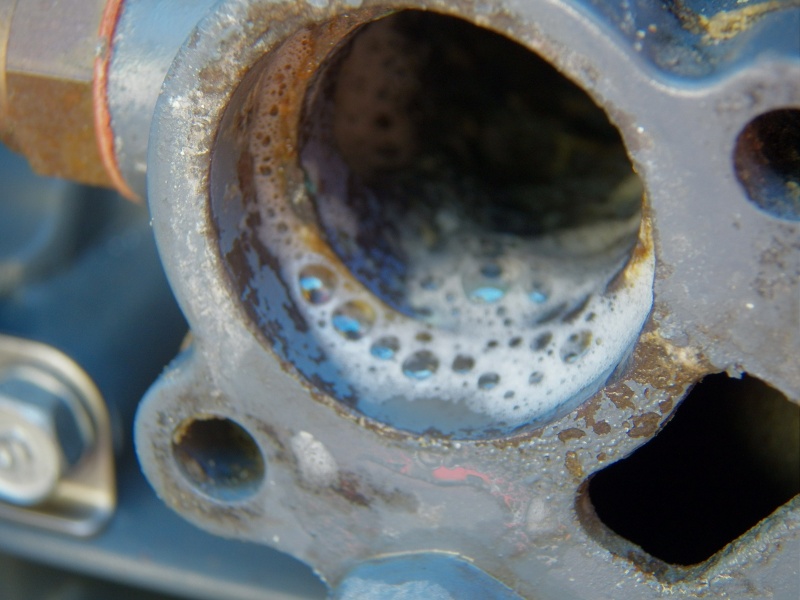 I switched to industrial vinegar (10%) and later to muriatic acid.  That cleaned things up in a hurry.  I actually soaked the old thermostat clean and kept it for a backup.  A car thermostat, which doesn't get any build up, is good for decades.  Why not an outboard thermostat with the build up dissolved periodically?