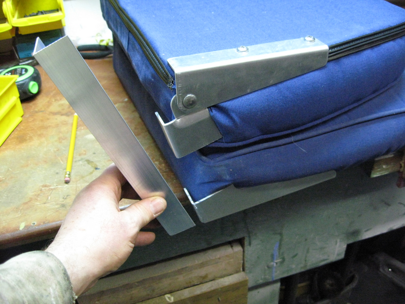 Lay seat flat and make measurement for angle aluminum.I was only able to get 16th inch so double up.