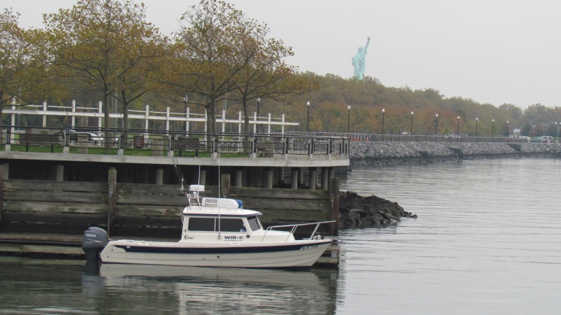 Left from Liberty Island state park 9:00 am 10/24/12 dreary morning. Left truck and trailer across the street in a gated mini storge. Ran 44 miles down NYC harbor to Sandy Hook and down the coast to the Manasquan Inlet to pick up the Intercoastal waterway.
