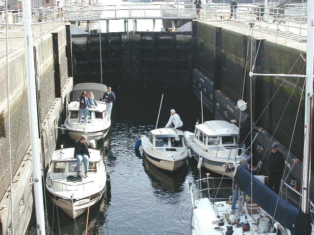 Locking through at the Ballard Locks on their way to Blake Island Gathering