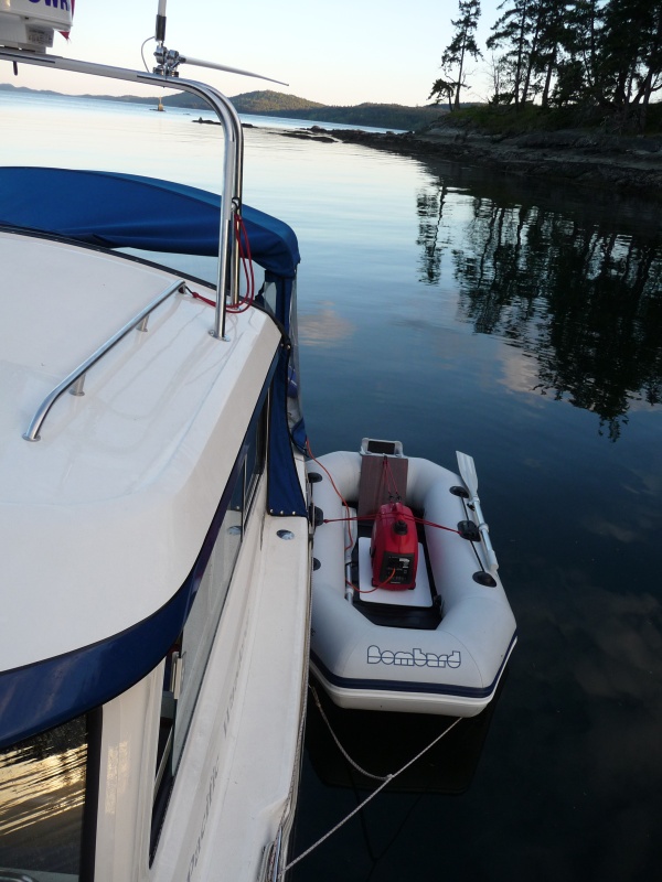 Look in my album folder "Fuel Supply System" and you will see a portable fuel line that I can quickly connect to the built in fuel tanks to pump fuel into the generator or the 2-hp Honda tender motor.