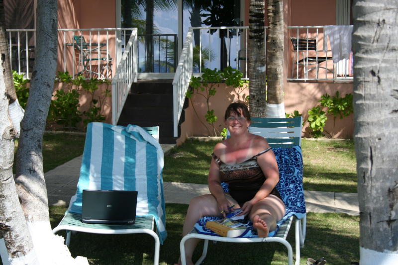 lounging in the shade after the sun burn