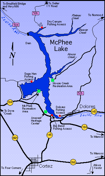 Map of McPhee Reservoir, Colorado