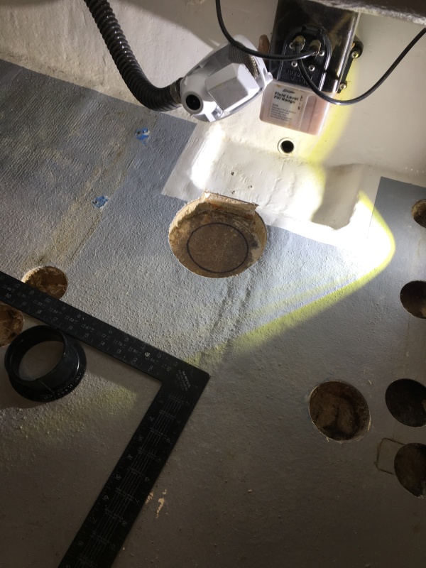 Marking the spot where the transponder base will be mounted.