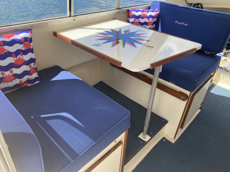 New pillows and refinished wood trim