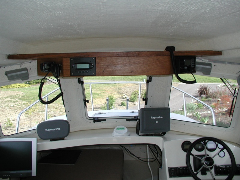 Overhead Console in place with 2 Icom radios and Outback Inverter "Mate".