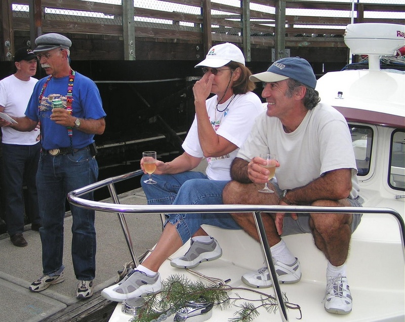 (Pat Anderson) Mac and Linda on Bow of Two Lucky Fish
