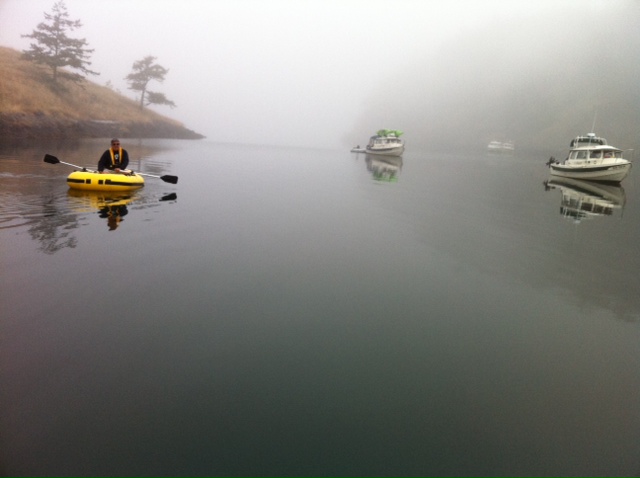 Pat Rowing Dinghy in Decatur Tombolo Cove 7-17-11