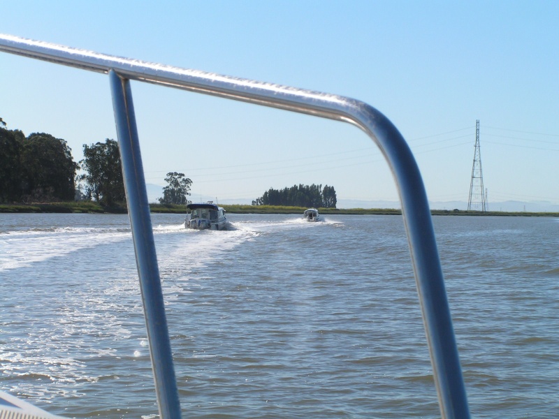 Picture from Dora Jean, then Dinner Belle II, and leading, Pounder -- all on the way to Petaluma up the Petaluma River.