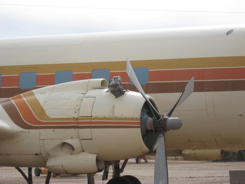 Pima Air Museum, a must see for aviation enthusiasts.  This DC6B blew a cylidnder thru the cowl on delivery. They just left it.