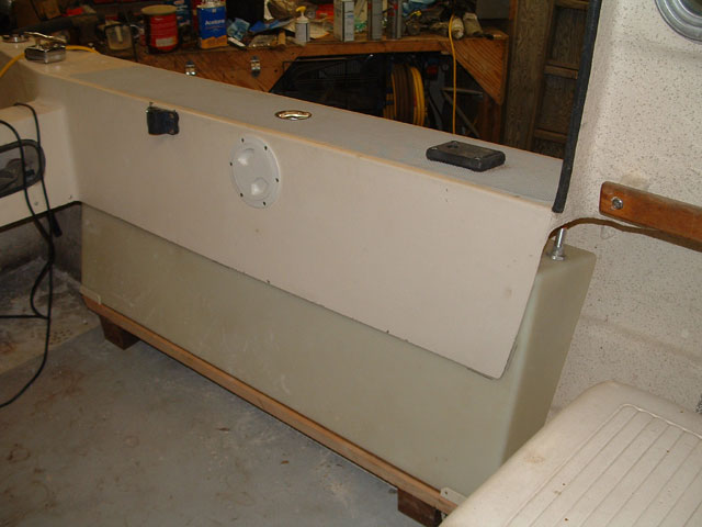 Port side tank. Vent hose not yet installed.
