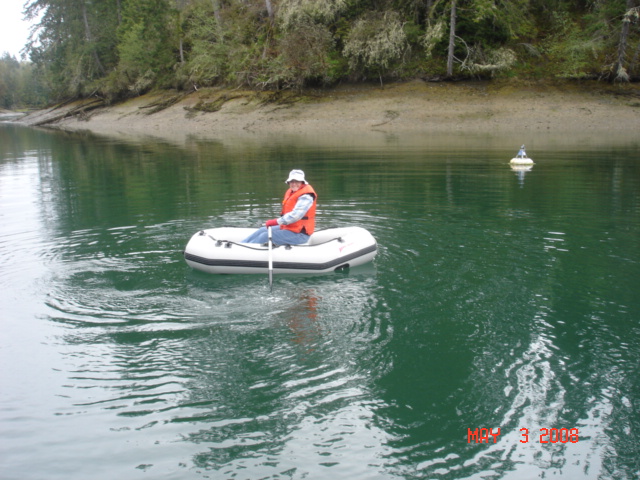 Ruth (R-MATEY) rowing 
 in Jarrell Cove