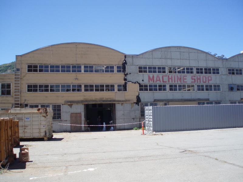 Sausalito, they're refurbing old shipyard buildings, we caught this original WWII building marking.