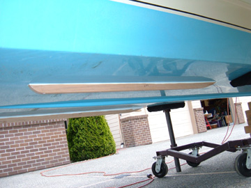 Skegs are 1"x 2"x 4'Oak attached to hull with bronze fasteners and 5200