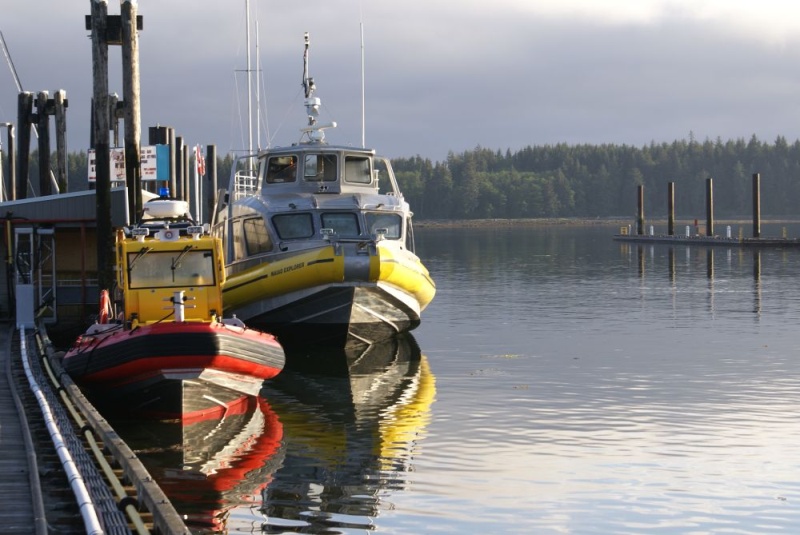 Southbound-DSC06591 Port McNeill - Rescue boat on the left.