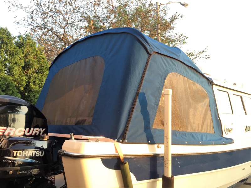 starboard stern view of new camper enclosure