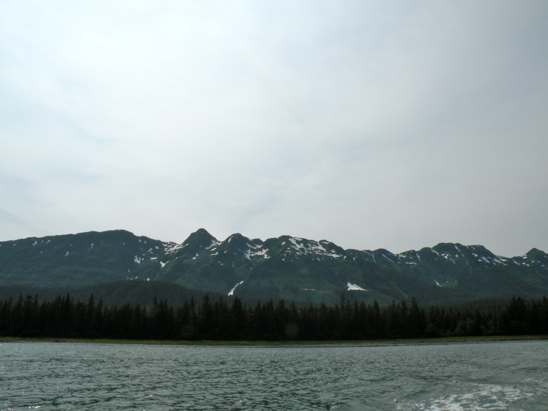 Still lots of snow on mountains facing westward in July