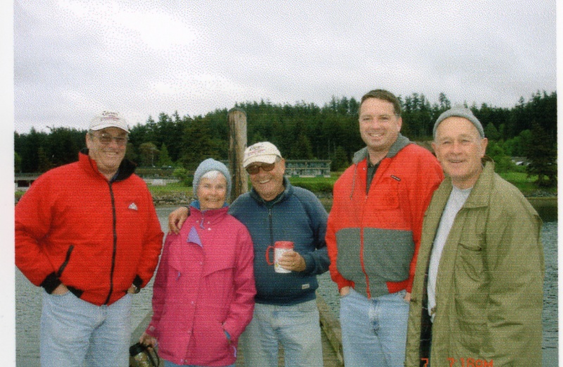 Sunday morning Lopez Island: Barry (C-Cakes), El & Bill (Halcyon), John (TBD) & Joe (R-Matey).