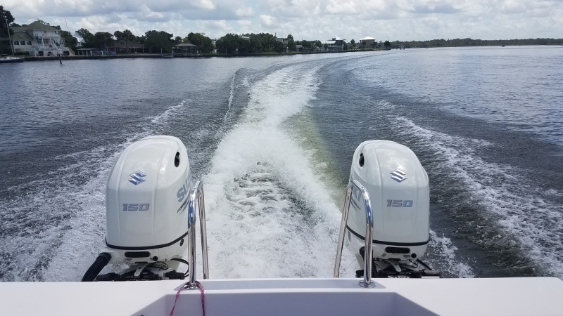 Surprised at how little noise the new outboards make.
Easy conversation in the back, even sitting right next to them.
Inside with the door closed is amazingly quiet.