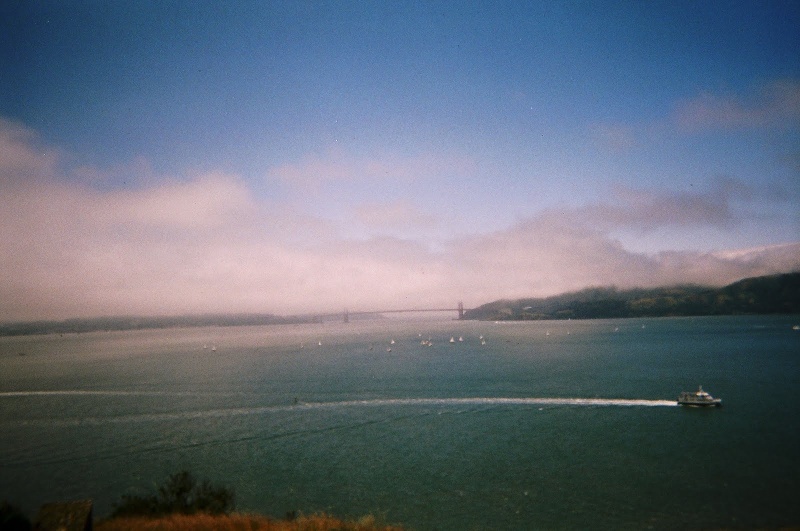 The Golden Gate Bridge in the background as viewed from Angel Island.