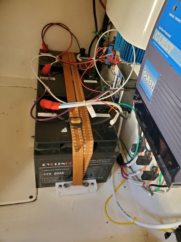 These 12 volt 65 ah batteries provide power to my Rhodan 96\" bow mounted GPS controlled trolling motor. The power is controlled by a Yandiina 36 Trollbridge.