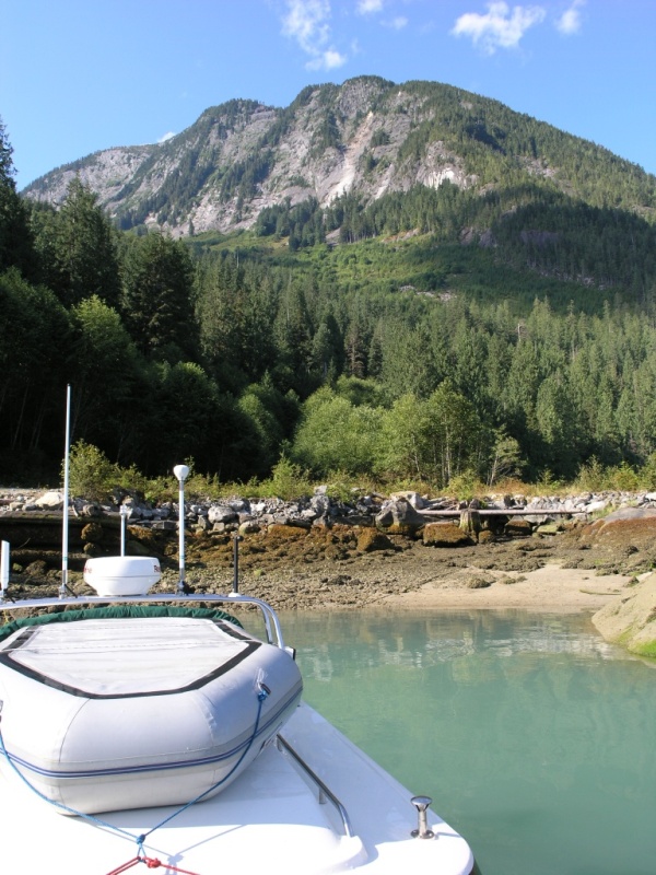 Toba Inlet 2.JPG

Water is milky green from glacial melt.  Can't see the bottom and depth finder tends to read the boundary area between fresh & salt or about 3'.