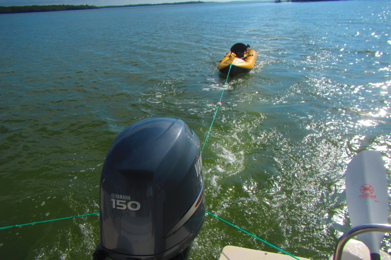 towing 12 ft Hobie Inflatable (too long for easy C dory use)