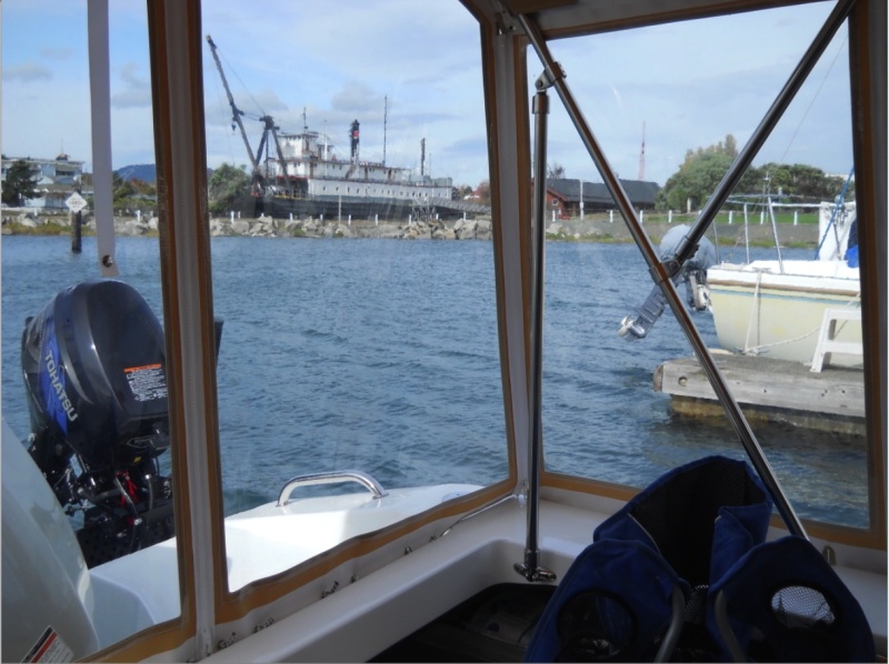 View from cockpit at Anacortes' Cap Sante Boat Haven.