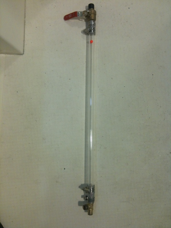 Water Tank site gauge. Installed behind water pump.