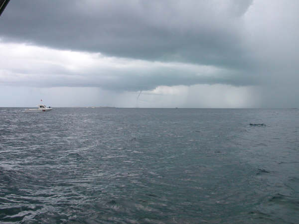 Waterspout! This one was just forming as we came up from a dive. Green Turtle Cay 2003.