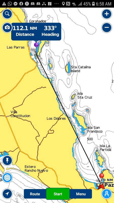 We are looking ahead the next few days for a weather window to start back north to Puerto Escondido 

I am putting up some Navionics screen shots of some of our favorite anchorages between Loreto and La Paz.